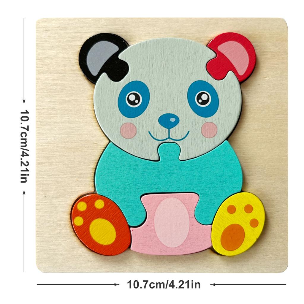 1pc 10.7cm Colorful 3D Puzzles for Kids Cartoon Animals Jigsaw Puzzle Games Children Educational Wooden Toys