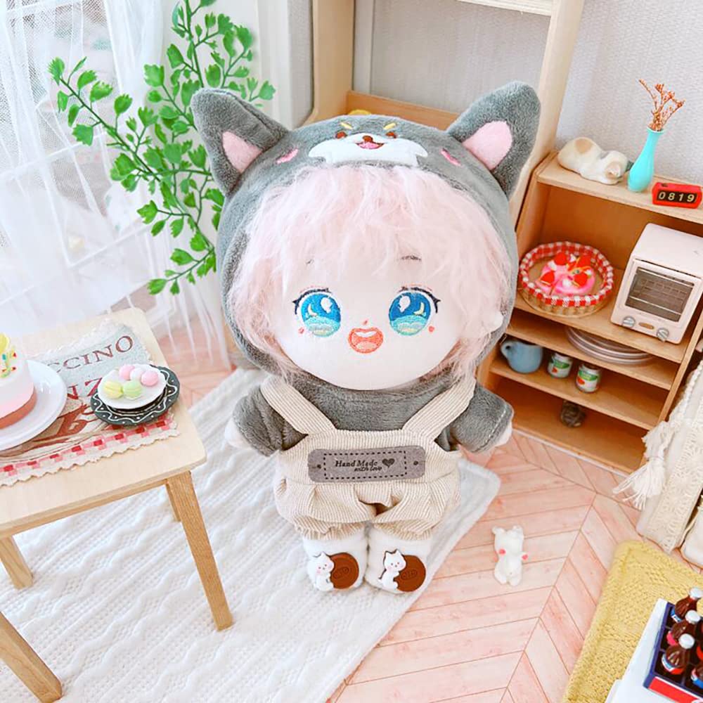 Niannyyhouse Lalka bawełniana 20cm Kurtka dla lalek Spodnie wiszące 3-częściowa Zmienna Szczeniak Sztruksowa lalka zwierzęca Dziecko na pluszowe zabawki Ubrania, Ubrania, + +