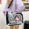 New Y2k Sweet Ita Shoulder Bag Lolita Girl Transparent Tote Bag Women Large Capacity Lace Crossbody Bag Cute DIY Display Handbag