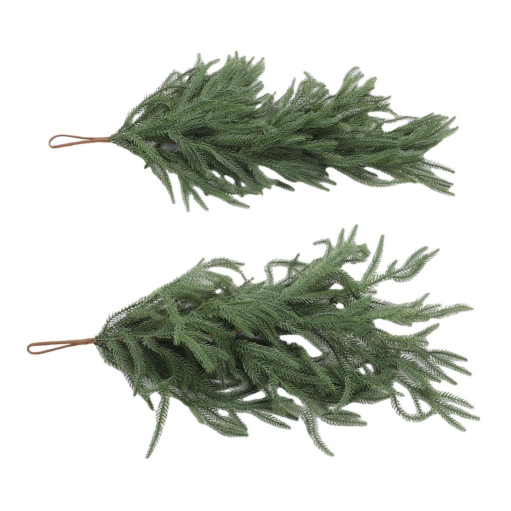 2 Pcs Norfolk Pine Teardrop Swag 26.77 Inch Length Plastic Artificial Pine Needle Teardrop Wreath for Home Decoration