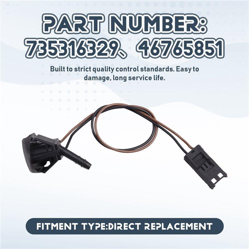 2X 735316329 46765851 Windshield Washer Nozzle Jet With Heating For FAIT STILO 2001-2007 Alfa Romeo 147 Windscreen Jet
