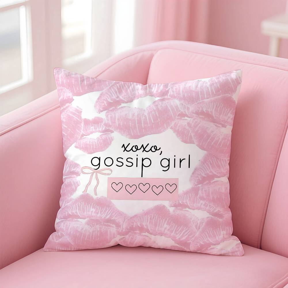 Classic Movie G-Gossip Girls Pillow Case Anti-Dustmite Pillowcase Invisible Zipper Silky Short Plush Sofa Cushion Cover