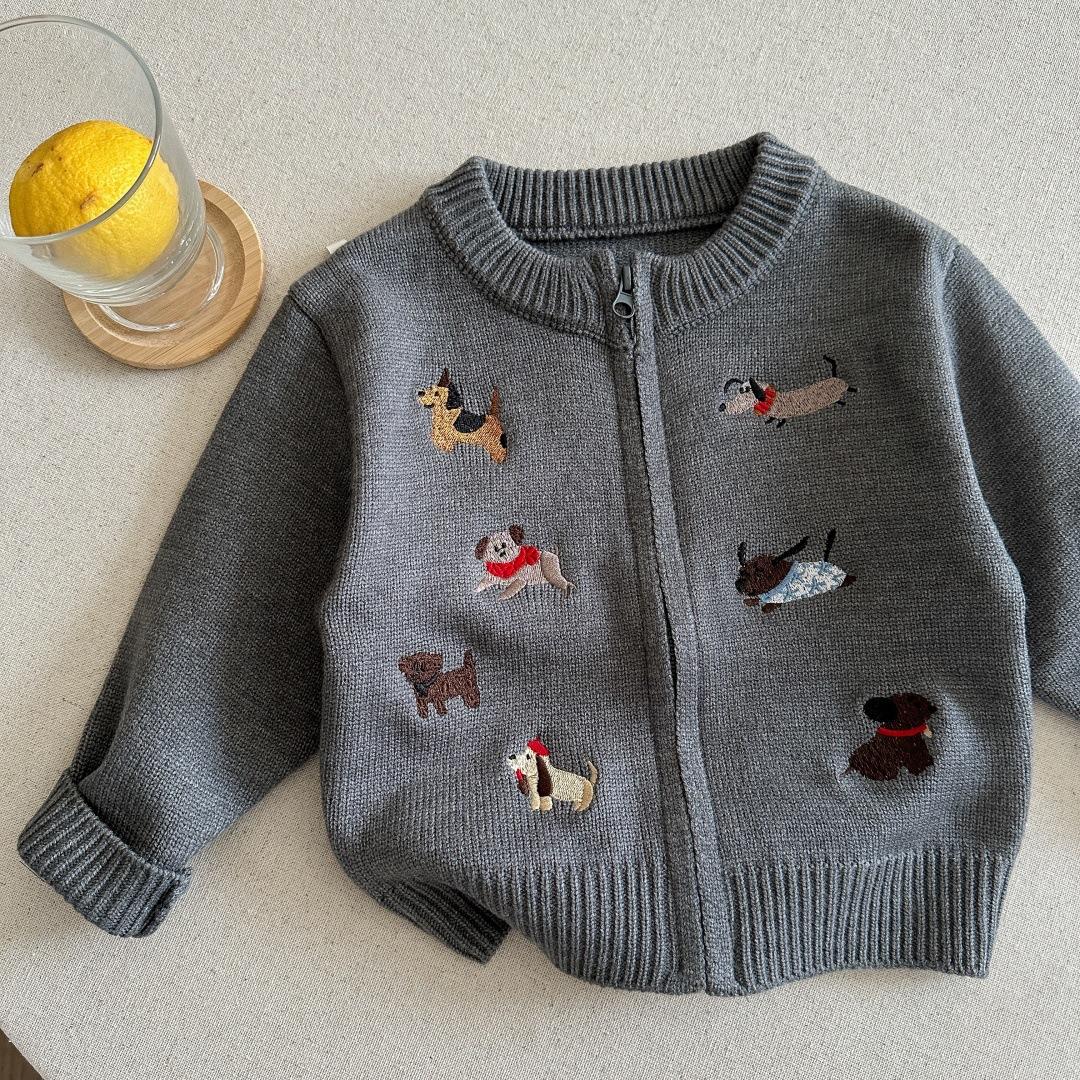 Kids A Class Autumn Winter Cartoon Puppy Knit Sweater Warm Outerwear Top 80