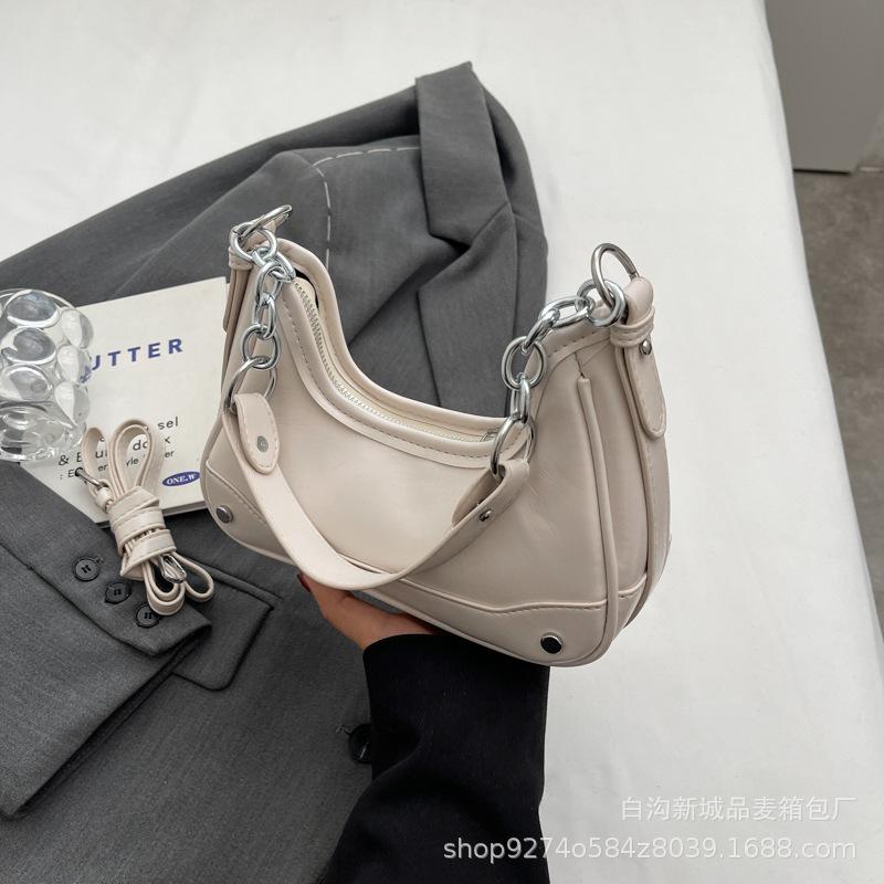 Popular chain underarm small bag women's 2025 new fashion shoulder bag foreign style explosion double shoulder strap crossbody