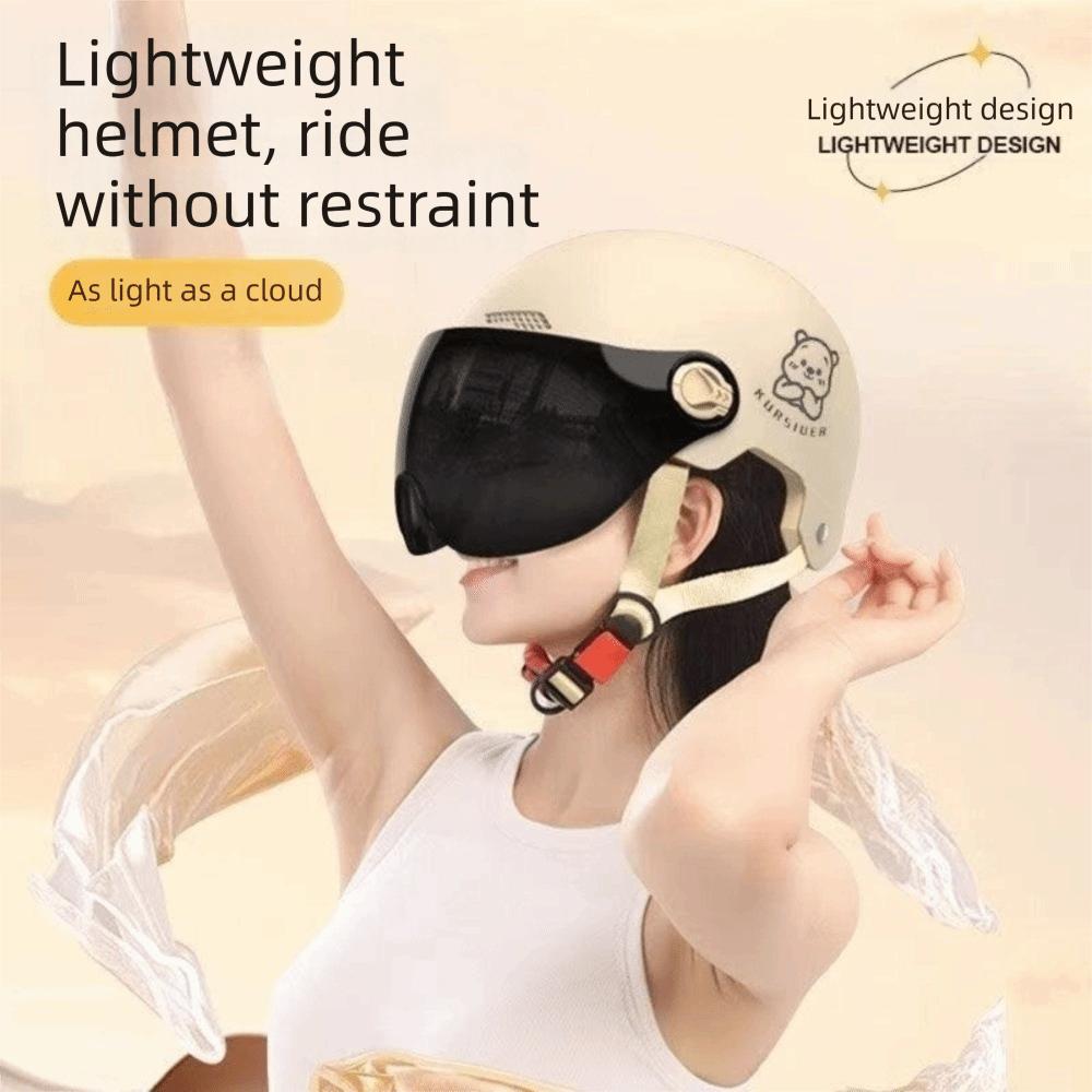 Cartoon Bear Electric Bicycle Helmet With Goggles Universal Half Helmet  Universal