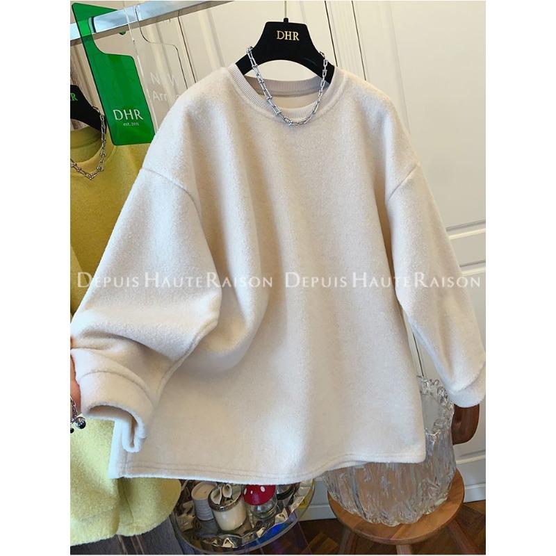 Lamb Wool Soft Velvet Sweatshirt Women's Autumn Winter Flesh-covering Top