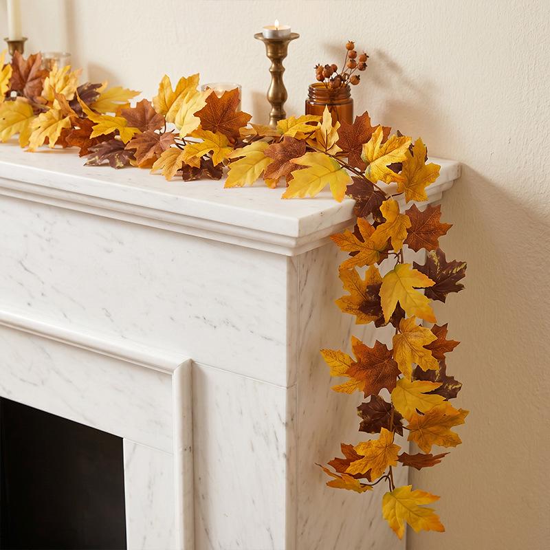Mixed Color Autumn Maple Leaf Vine for Thanksgiving/Halloween Décor