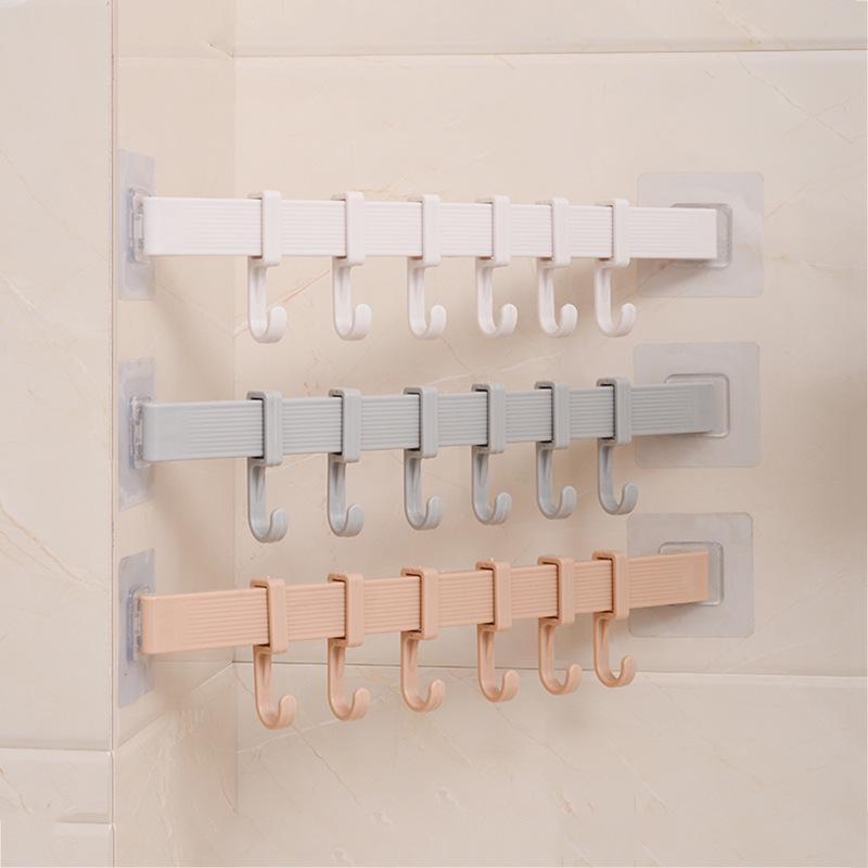 Hooks Wall Mounted Hanger with Sticker Heavy Duty Kitchen Rail Rack Bathroom PP Coat Hat Holder Clothes Towel Storage Hook