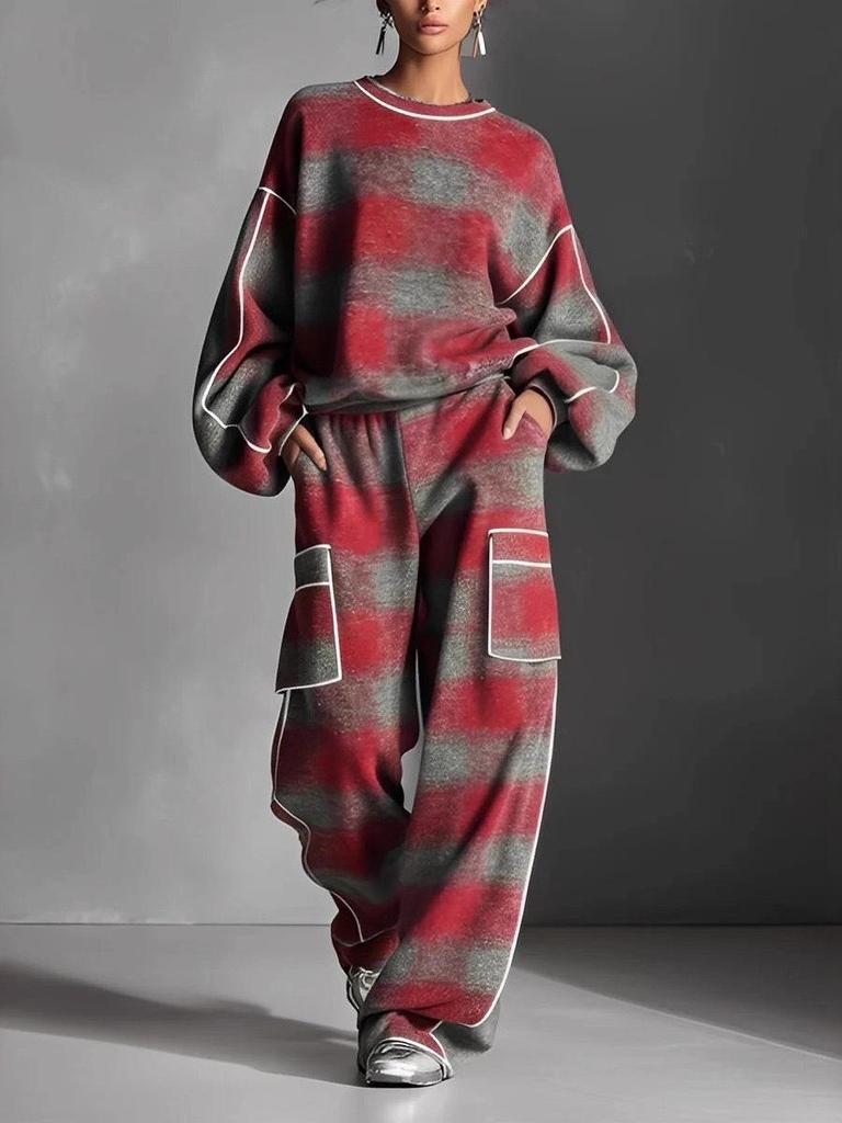 2025 European & American Women's Plaid Ruffled Pantsuit – Distressed Street Style