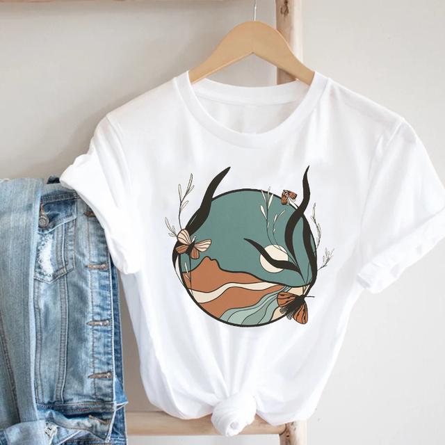 Kvinnor Fjäril Kortärmad Vår Sommar Trend Tryck Kläder Mode Kläder Tryck T-tröja T-shirt Kvinnlig Grafisk T-shirt