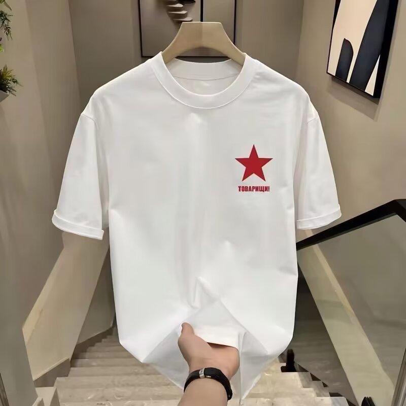 Trendy Brand Short-Sleeved Pure Cotton Men'S Printed T-Shirt Trendy Men'S And Women'S Versatile Round Neck T-Shirt Men'S