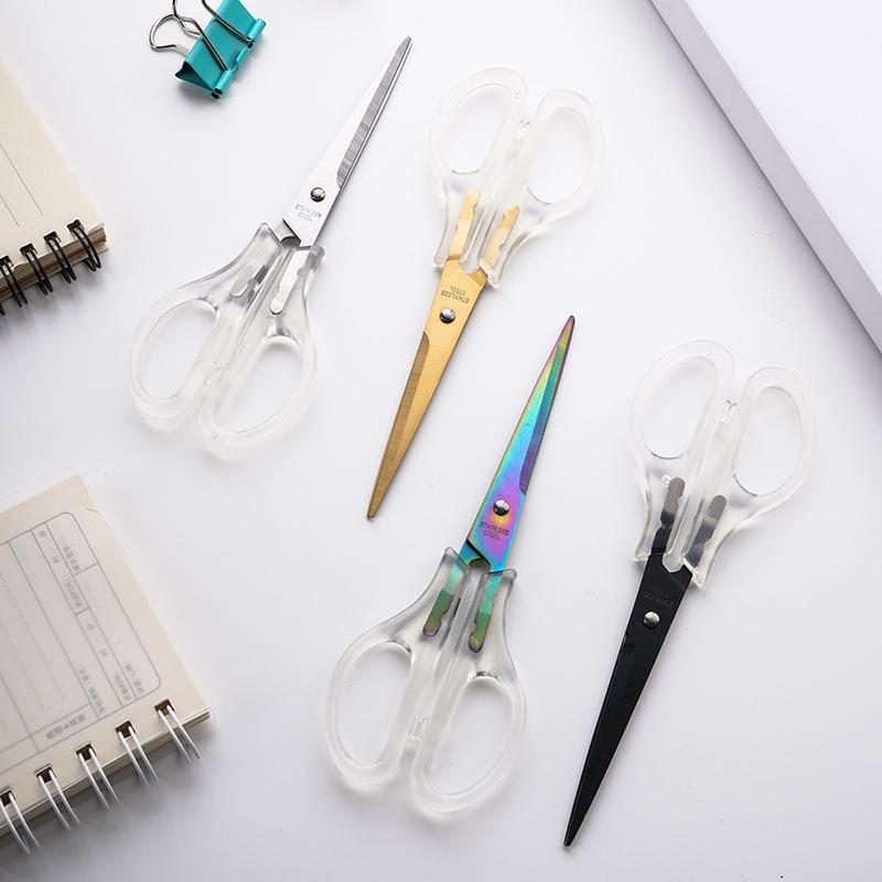 1 Pcs Office Scissors,Transparent Handle Scissors Anti Rust,Handmade Diy Domestic Office Stationery,Paper Cut Pruning ZS-17