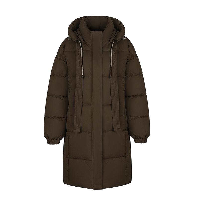 

Жіночий зимовий вільний хлібний одяг середньої довжини, однотонна потовщена проста бавовняна куртка 2XL кавовий