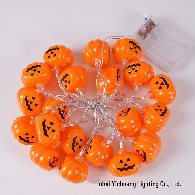 LED Pumpkin String Lights for Halloween and Festival Decor with Battery Box 1.5m 10 lights 2-cell battery box