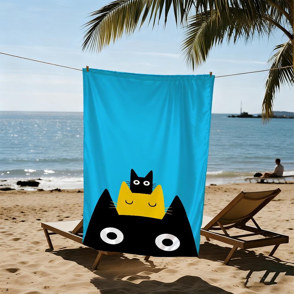fahion funny cute cat M-Merle Goll art Towel Beach Quick Dry Soft Pool Towels Gift for Travel Gym Shower Camping sports
