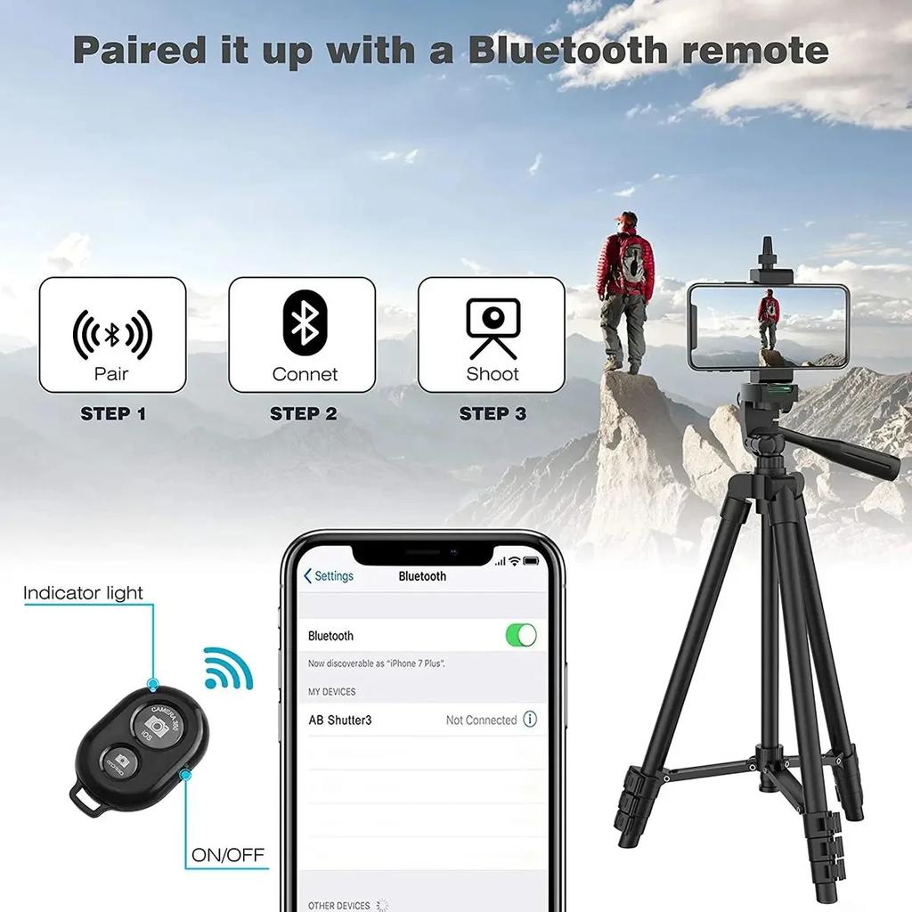 Universal Bluetooth remote control 100cm photography tripod for smartphones with video recording compatibility