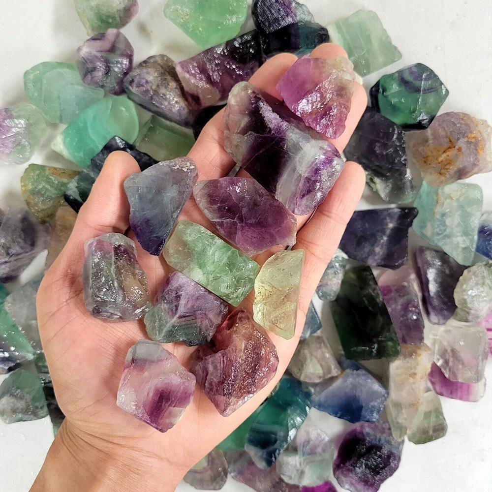 Natural Raw Rainbow Fluorite Crystals Rough Stones Mineral Healing Crystals Gemstones Specimens Collectible Home Decor 50g