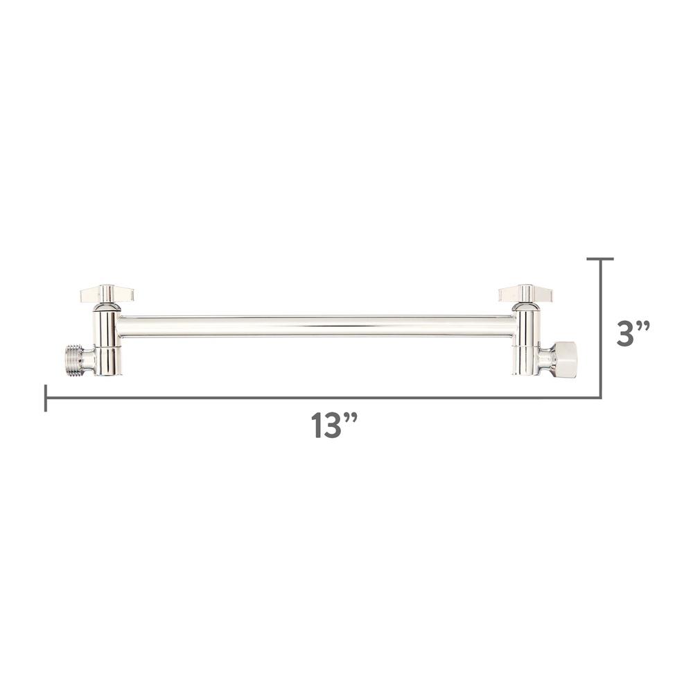 11 Inch Brass Adjustable Shower Extension Arm Height Angle Adjustable Solid Brass Showerhead Arm Tools Free Installation Chrome
