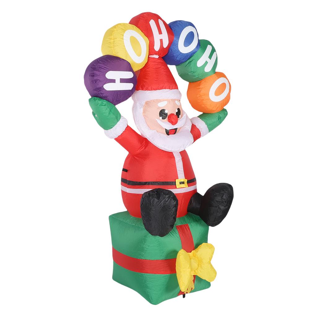 Inflatable Father Xmas 5.9ft Water Proof Polyester LED Blow Up Father Xmas Holding Sign for Outdoor Yard Decoration