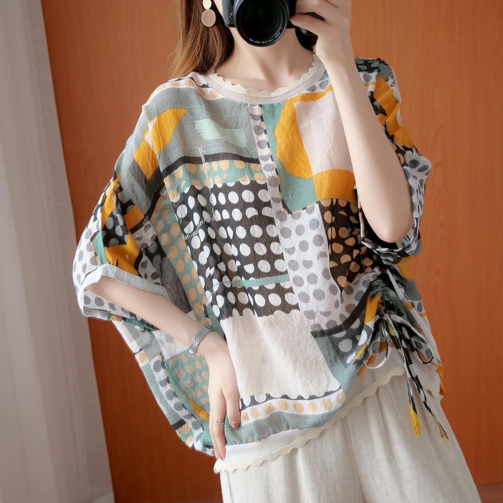 DIMANAF 2026 Plus Size New T-Shirt Women Blouse Print Tops Loose Casual Lady Tees Shirts Oversize Beach Summer