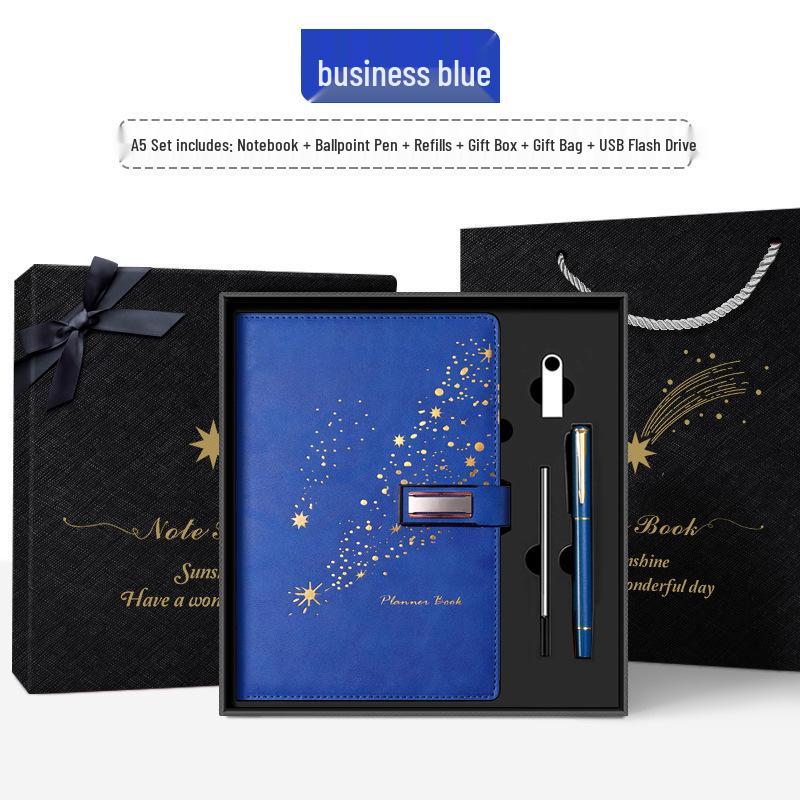 Set de regalo de cuaderno Star Double Line 2026: Libro de registro de reuniones de negocios y oficina de mayor grosor