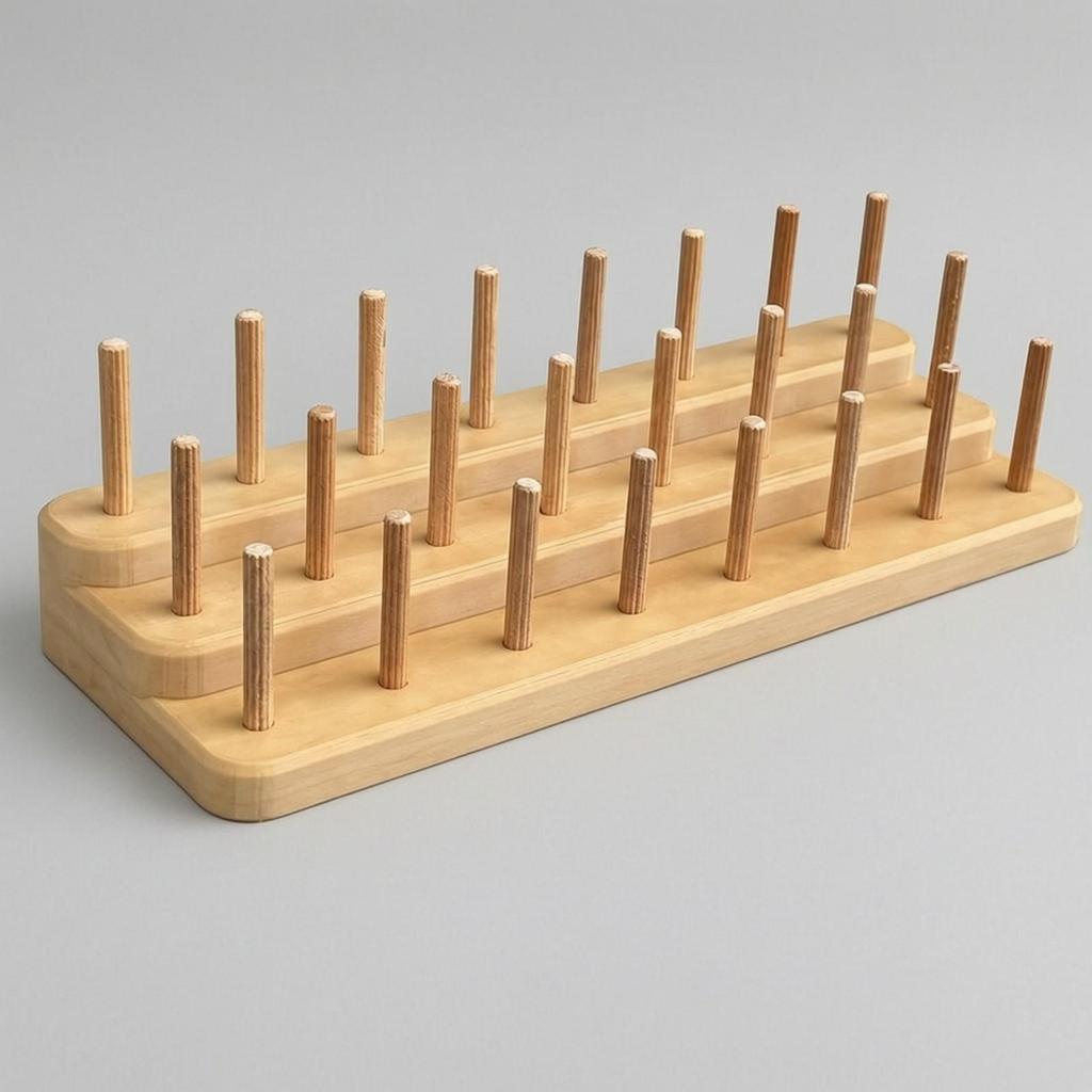 Fly-Tying Thread Rack Wood-Toned Craft Supply Organizer Compact