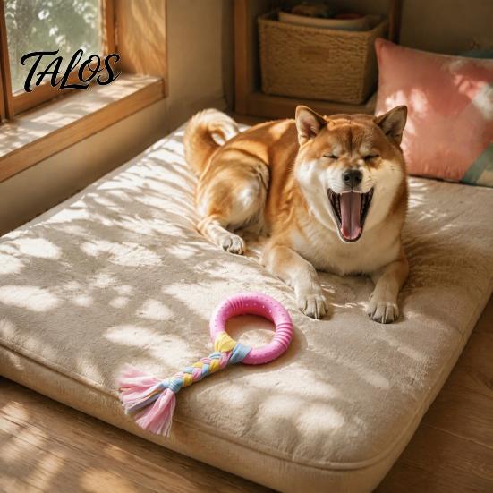 Stress Relief Toys for Pets Dog Tug-of-War Toy, Rubber Ring with Braided Cloth Strips, Interactive Aggressive Chewers Chew Toy Small to Medium