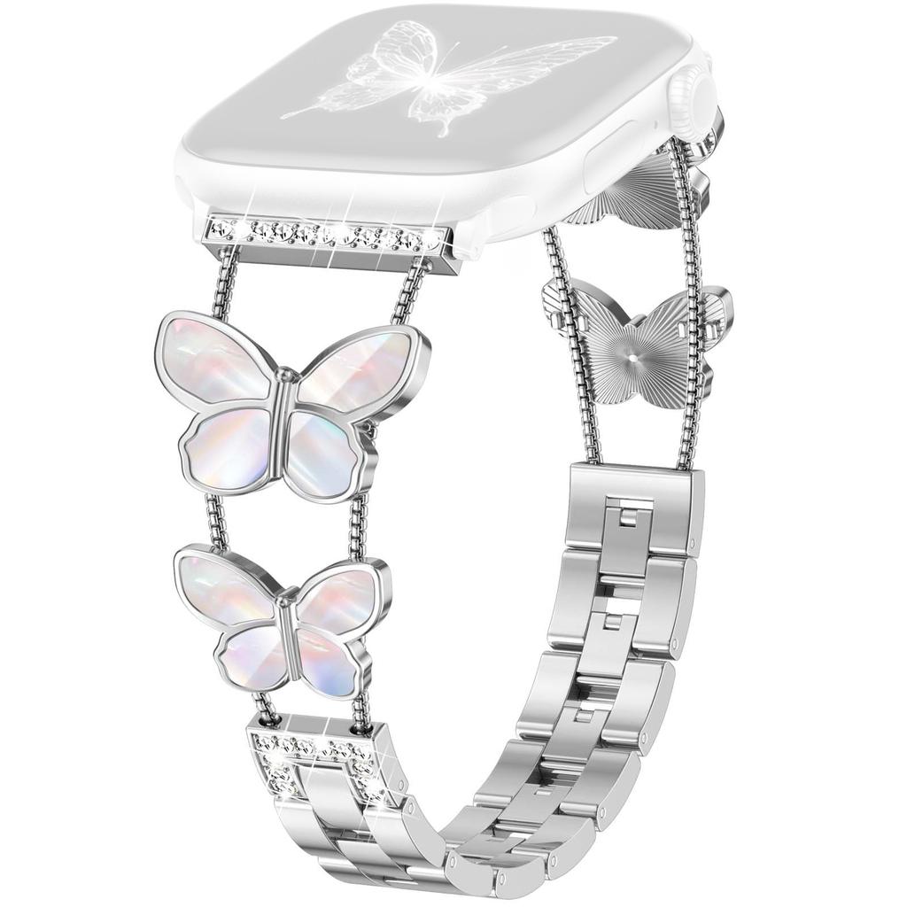 Zinc Alloy Bands For Apple Watch 10 Ultra 9 8 7 SE 6 5 4 3 2 1 46mm 49mm 45mm 44mm 42mm Double Butterfly Chain Strap