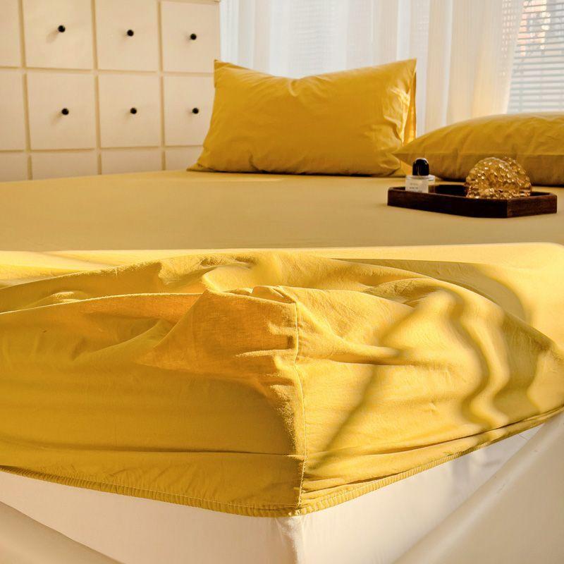 Japanese Style Washed Cotton Striped Bed Sheet Three Piece Set, Full Coverage, Non Slip Single Piece, Simmons Mattress, Dust