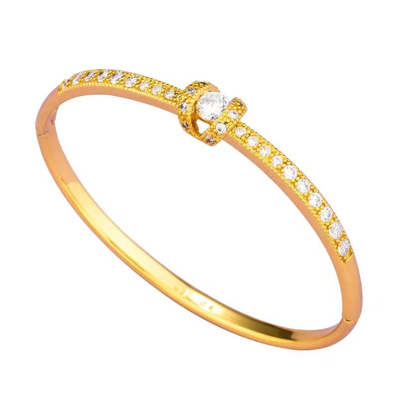 Vietnam Gold-Plated Irregular Copper Bangle Bracelet for Women