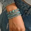 Set di Bracciali Bangle Turchese Boemo Gioielli Vintage Western Cowboy Perline a Mano alla Moda per Donne Uomini