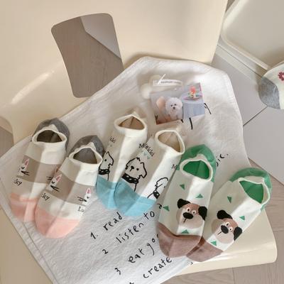 Meias Femininas de Silicone Antiderrapantes, Estampadas, de Algodão Respirável, para Calcanhar, Novas para Primavera e Verão
