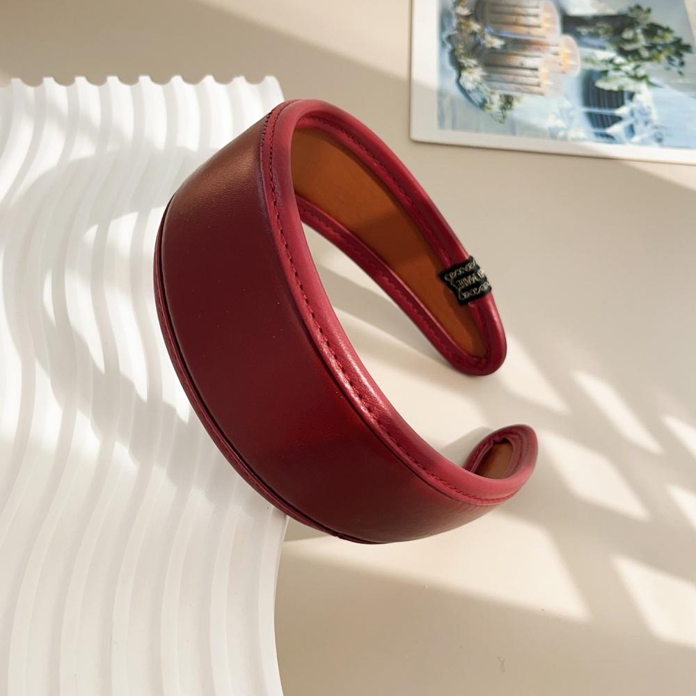 New  Retro PU Leather Hairbands Wide Turbans Non-slip Hoop Headband Elegant Hair Accessories Women Girls Fashion Items Gifts