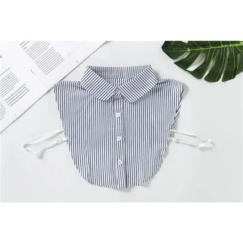 Perfect Match Women Stripes Detachable Lapel Fake Collar Female Formal Button Down False Collar Removable Half Shirt Blouse Decor Accessories