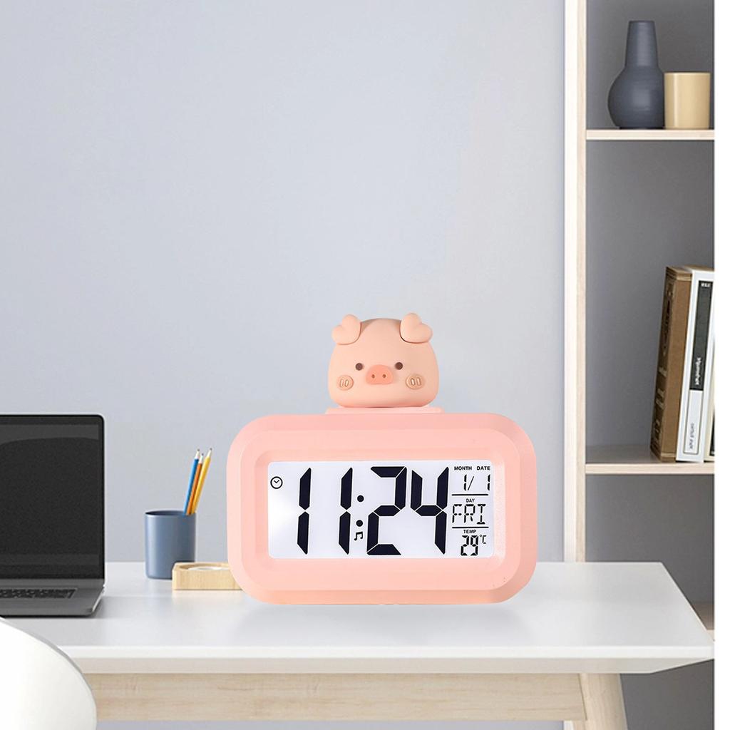 Electronic Clock Cute Cartoon LED Screen Desktop Electronic Alarm Data Time Calendar Temperature Clock