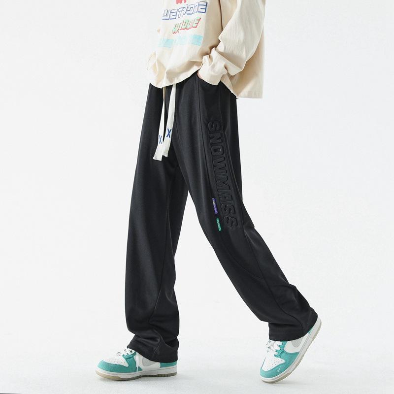 

Spring and autumn new men s straight casual pants loose and versatile gray sports long pants drape wide-leg pants M