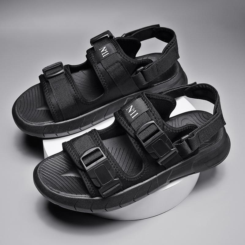 

Модные новые мужские сандалии, мягкие, удобные, нескользящие, высокого качества, пляжные, мужские сандалии для отдыха, летние, повседневные, на плоской толстой подошве, для вождения 44 чёрный