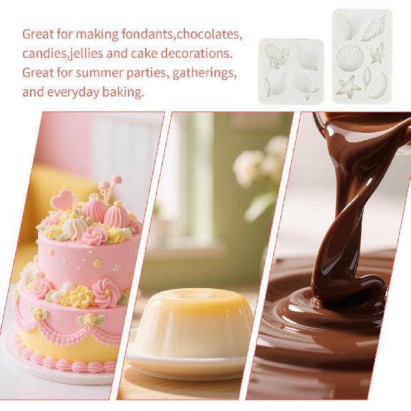 2 Pcs Mini Lemon Fondant Molds,Summer Fruit Silicone Molds for Gummy,Baking Cake,Cupcake Topper DIY Crafts