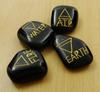 Harmonize Set Of 4 Tumbled Black Obsidian Stones Wiccan Elemental Symbol Pagan Spiritual Rekki Healing