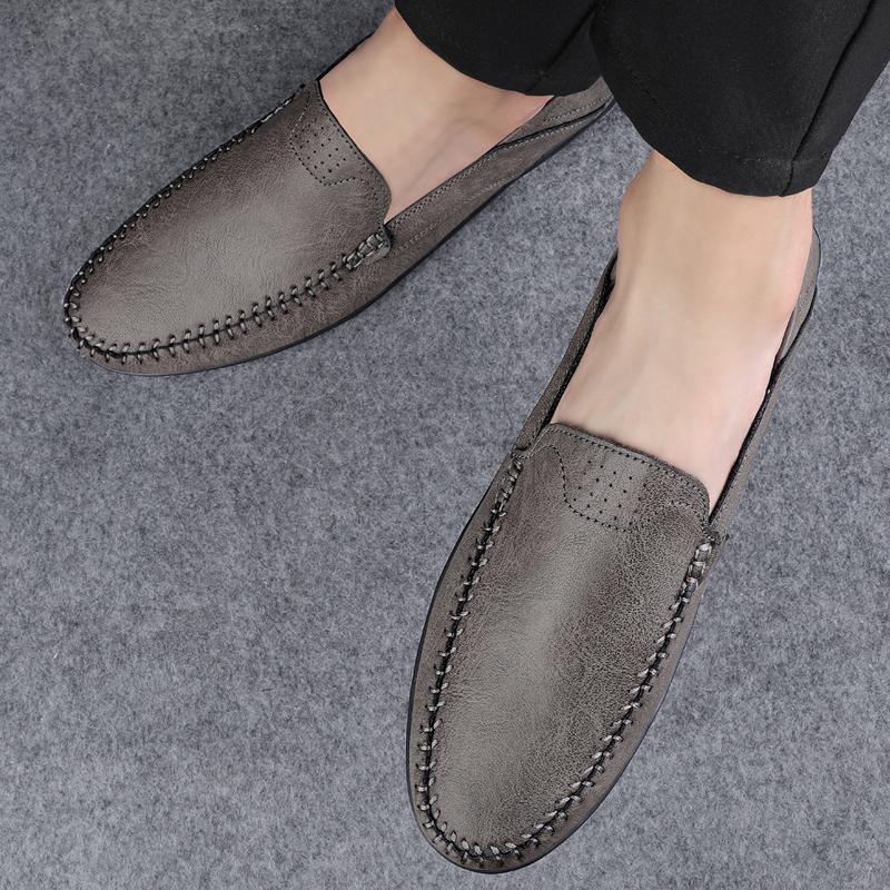 Fashion Men's Casual Leather Shoes Four Seasons Plus Size 47 Soft Sole Comfort Outdoor Fashion Youth Business Leather Shoes Driving Shoe