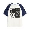 Comfortable Breathable Letter Print Round Neck Versatile Short Sleeve T-Shirt Men Tops Off-White Deep-Navy AHSVA31-1