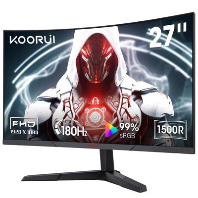 KOORUI Gaming Monitor Curved Monitor 27 Zoll 180Hz 1ms GTG Display PC-Monitor Full sync Lautsprecher 27E6CA HD/1500R/HDR/Adpitive (G-SYN