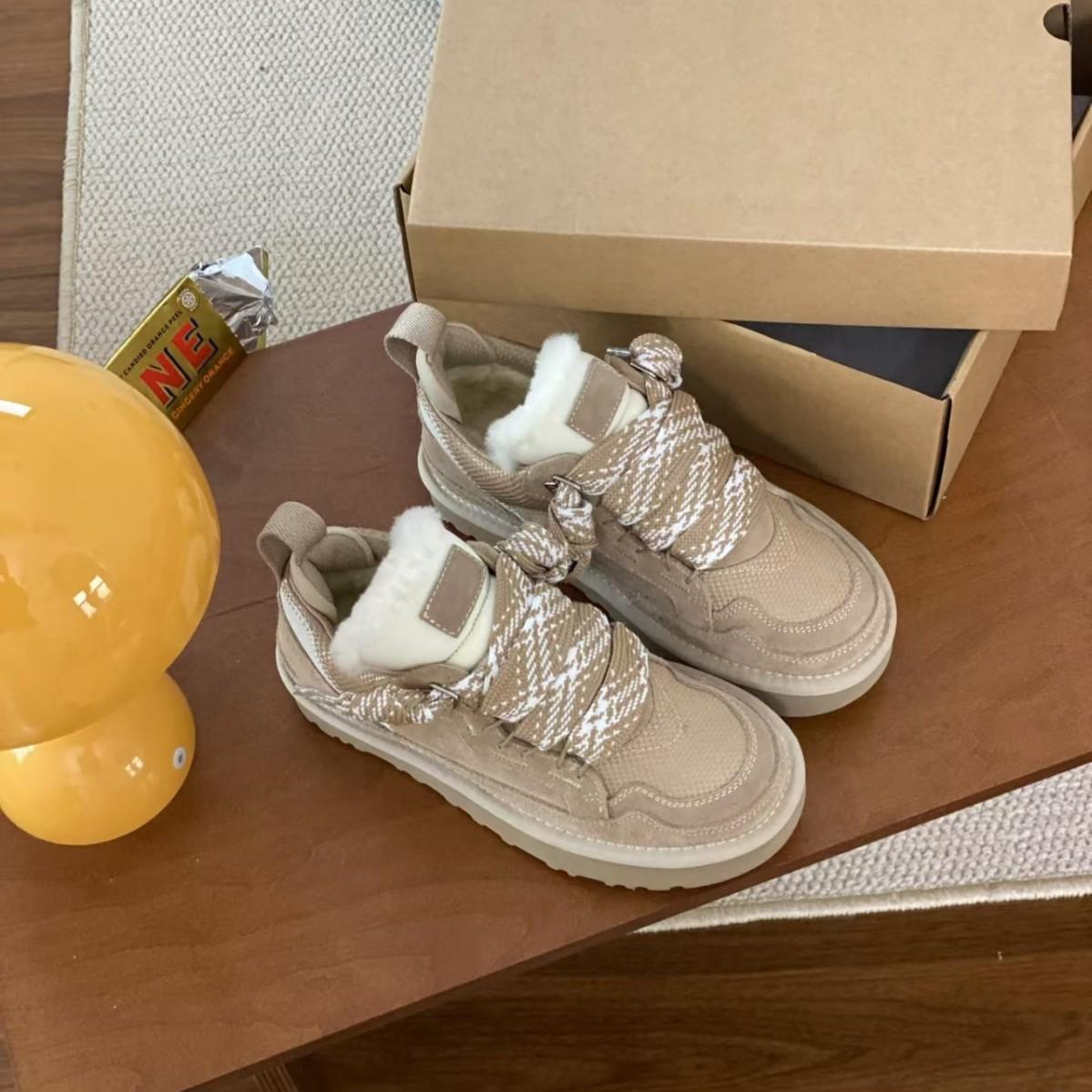 

Fashion winter soft fur integrated thick-soled thickened warm high-top shoes snow boots women s gg fur integrated snow boots 43 пісочний