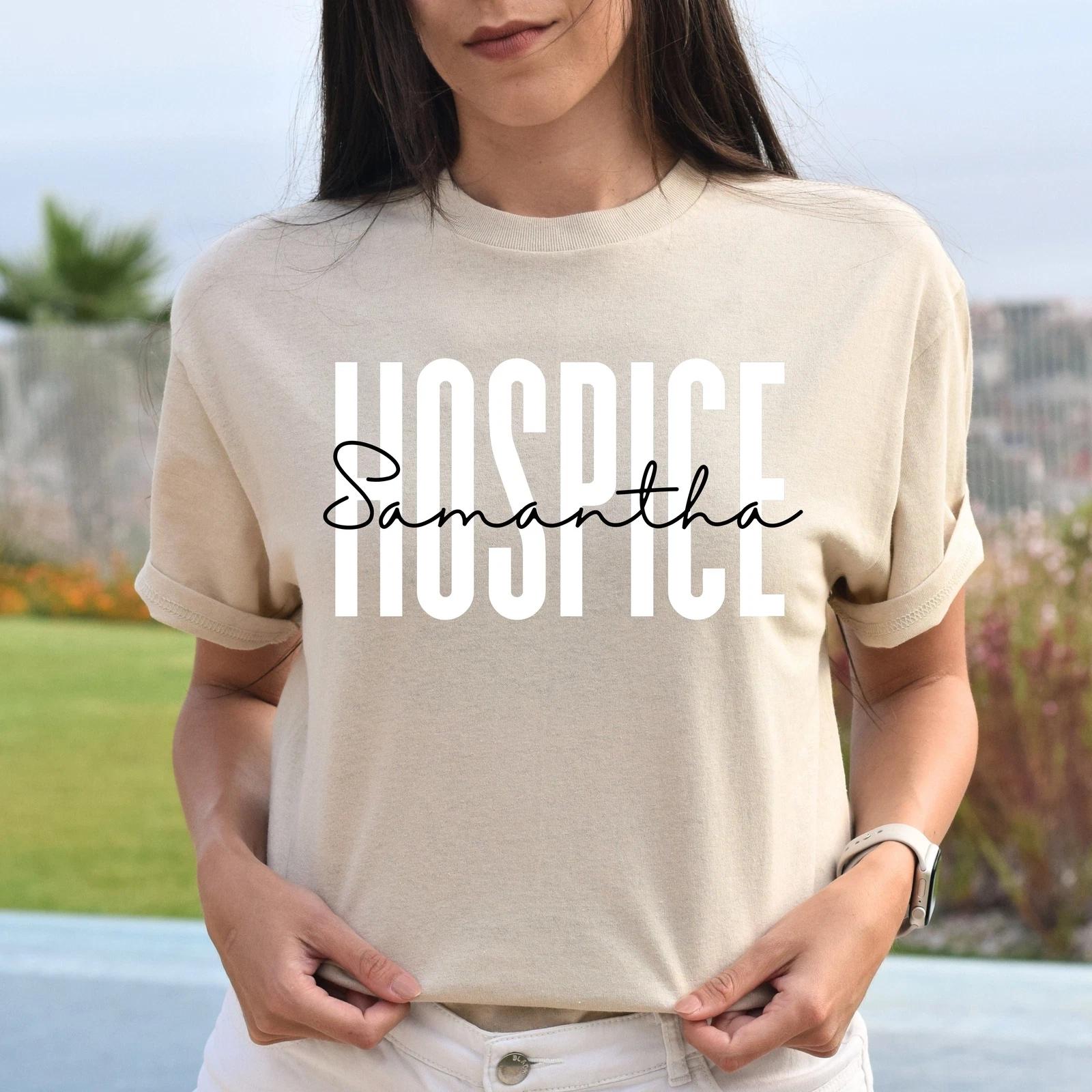 Personalized Hospice Unisex T-shirt gift for hospice nurse Sand Pink Light Blue 2XL