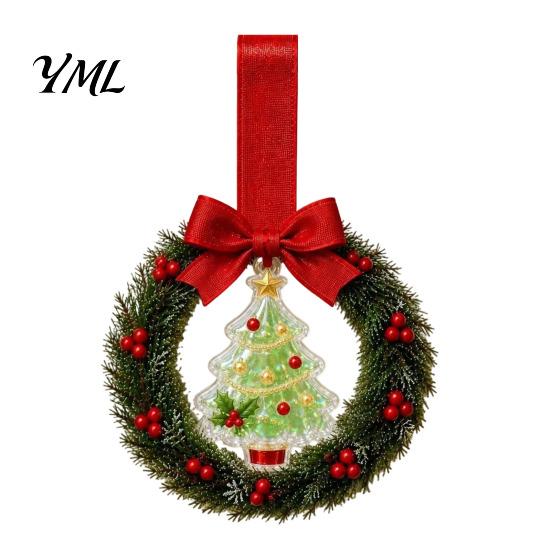 Holiday Party Souvenirs Mini Christmas Wreath Door Handle Decoration, Gingerbread/Angel/Bell/Snowman Artificial Pine Small Hanging Decor with
