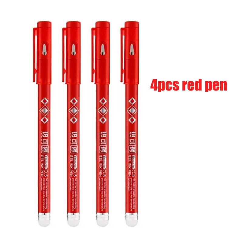 0.5mm Blue Black Red Green Erasable Gel Pen Set with Eraser Magic Ink Washable School Office Writing Painting Stationery