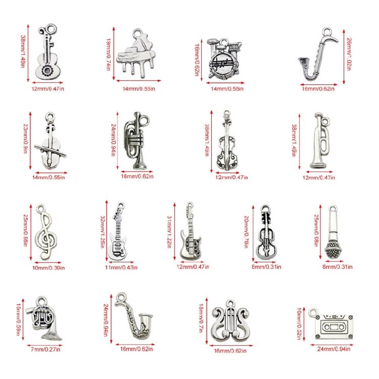 51 Pcs Violin Guitar Charm Musical Instrument Pendant Music Charm with Hole for Jewellery Making