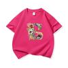 Kids Cotton T Shirt Floral Letter B Print Crew Neck Short Sleeve Tee Casual Boys Girls Summer Tops