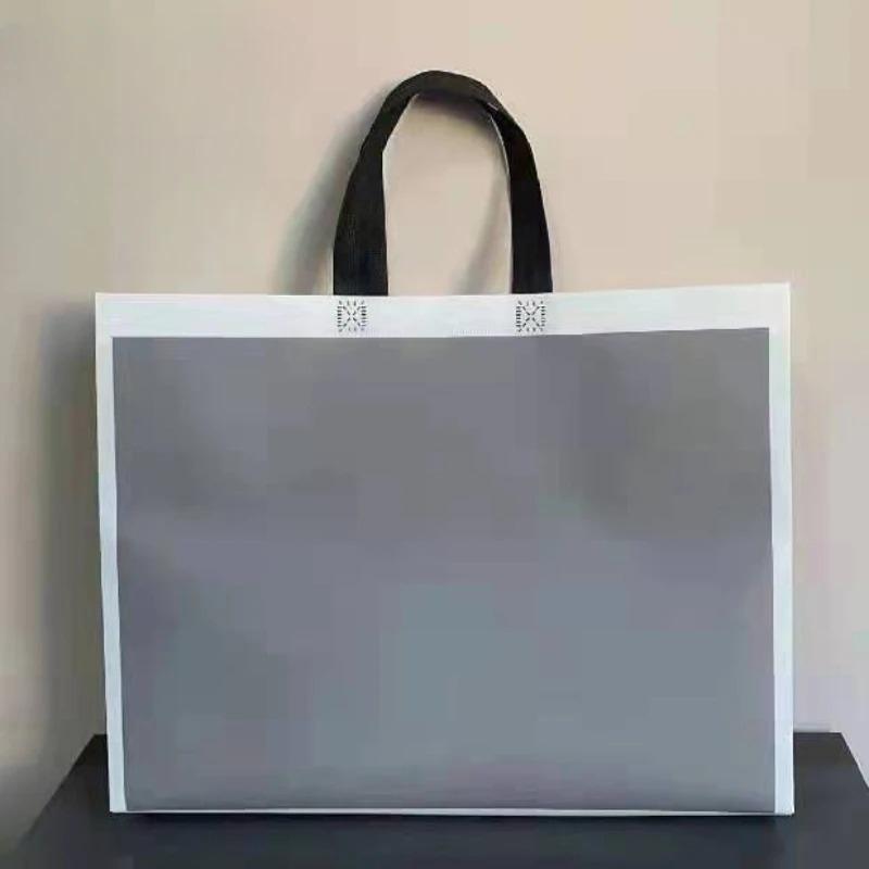 10PCS Rose Printing Packaging Shopping Bag Handle Waterproof Non Woven Fabric Gift Bags Black Clothing Store HandBag