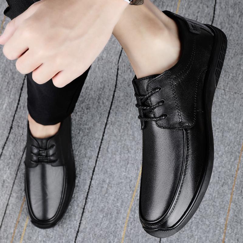 Модные мужские кожаные туфли-лодочки повседневные мокасины на плоской подошве мужские — фото 3